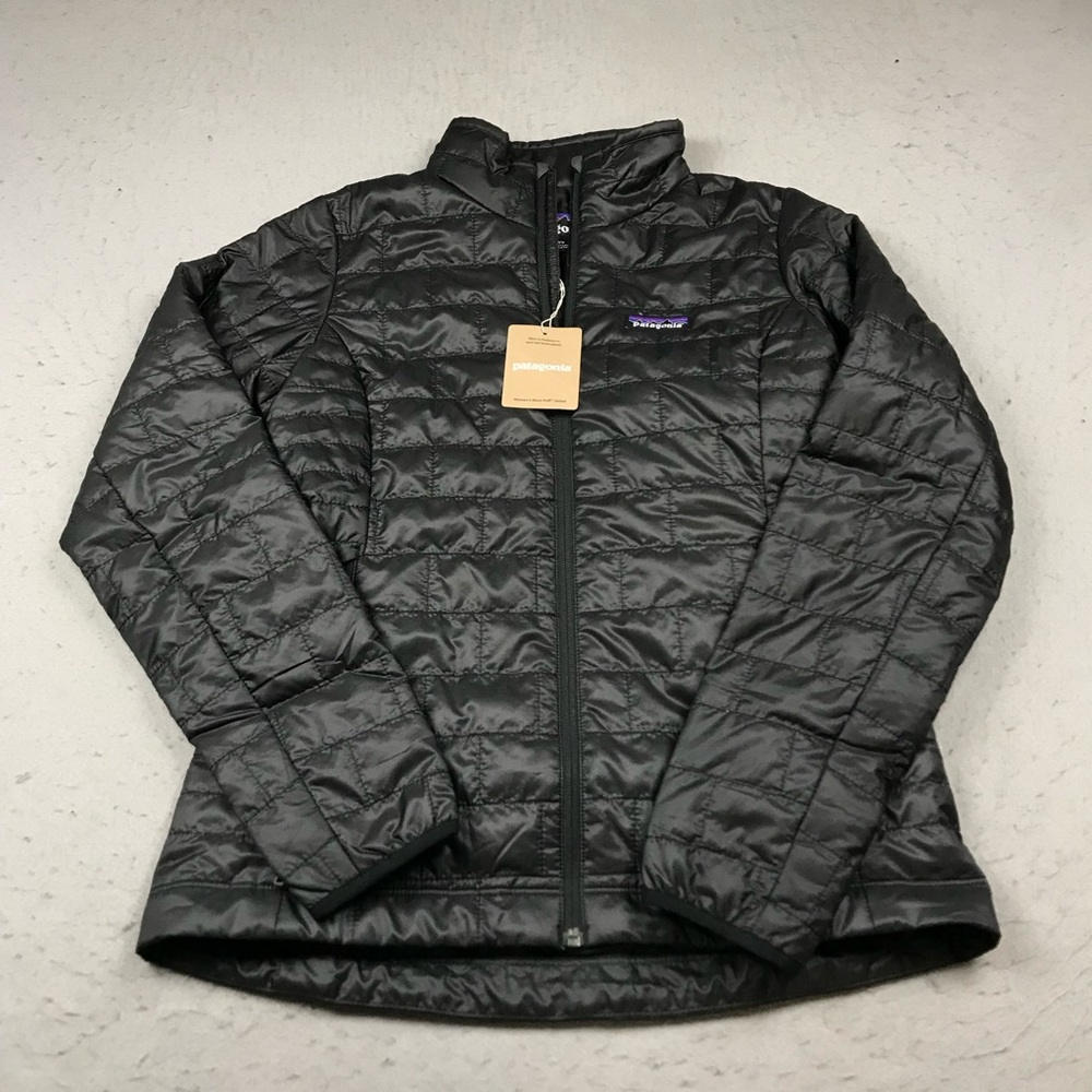 Patagonia Jacket Womens Small Black Nano Puff Puffer Full Zip Winter NWT